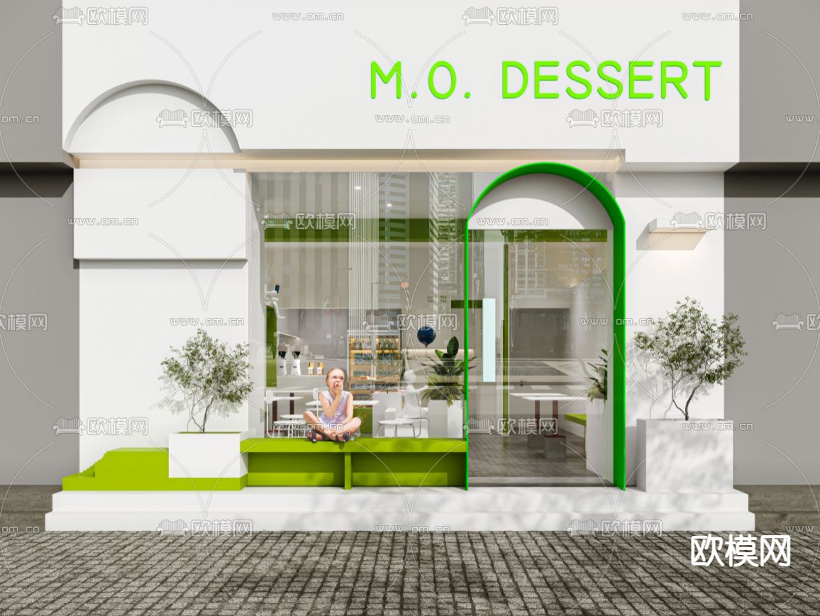 现代奶茶店3d模型下载（渲染图3）