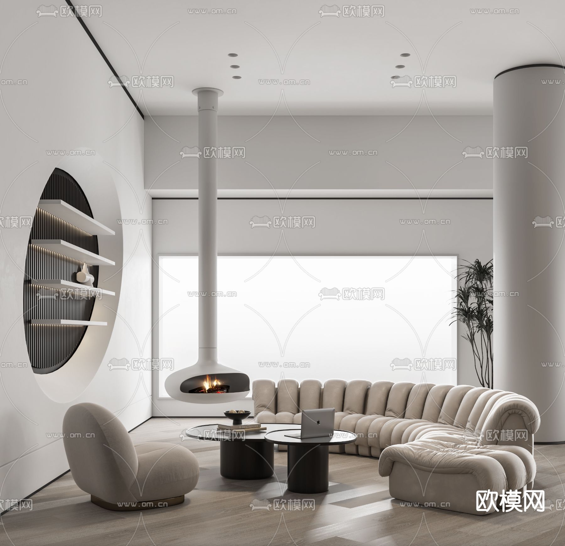 现代弧形组合沙发3d模型