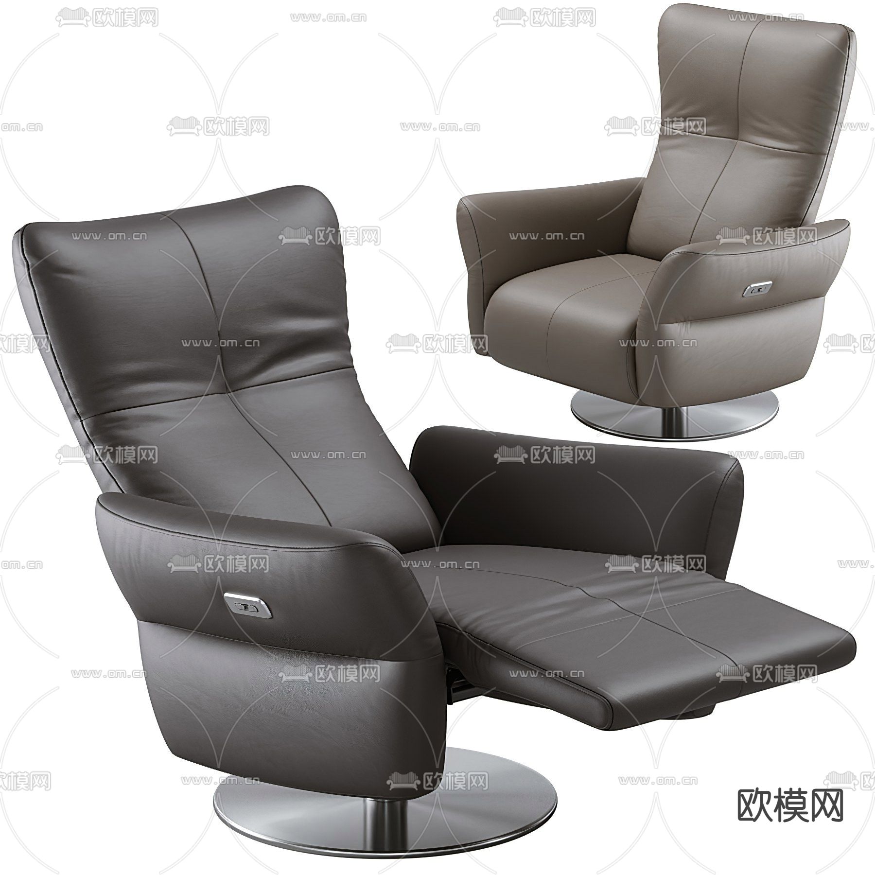 现代皮革办公椅大班椅3d模型