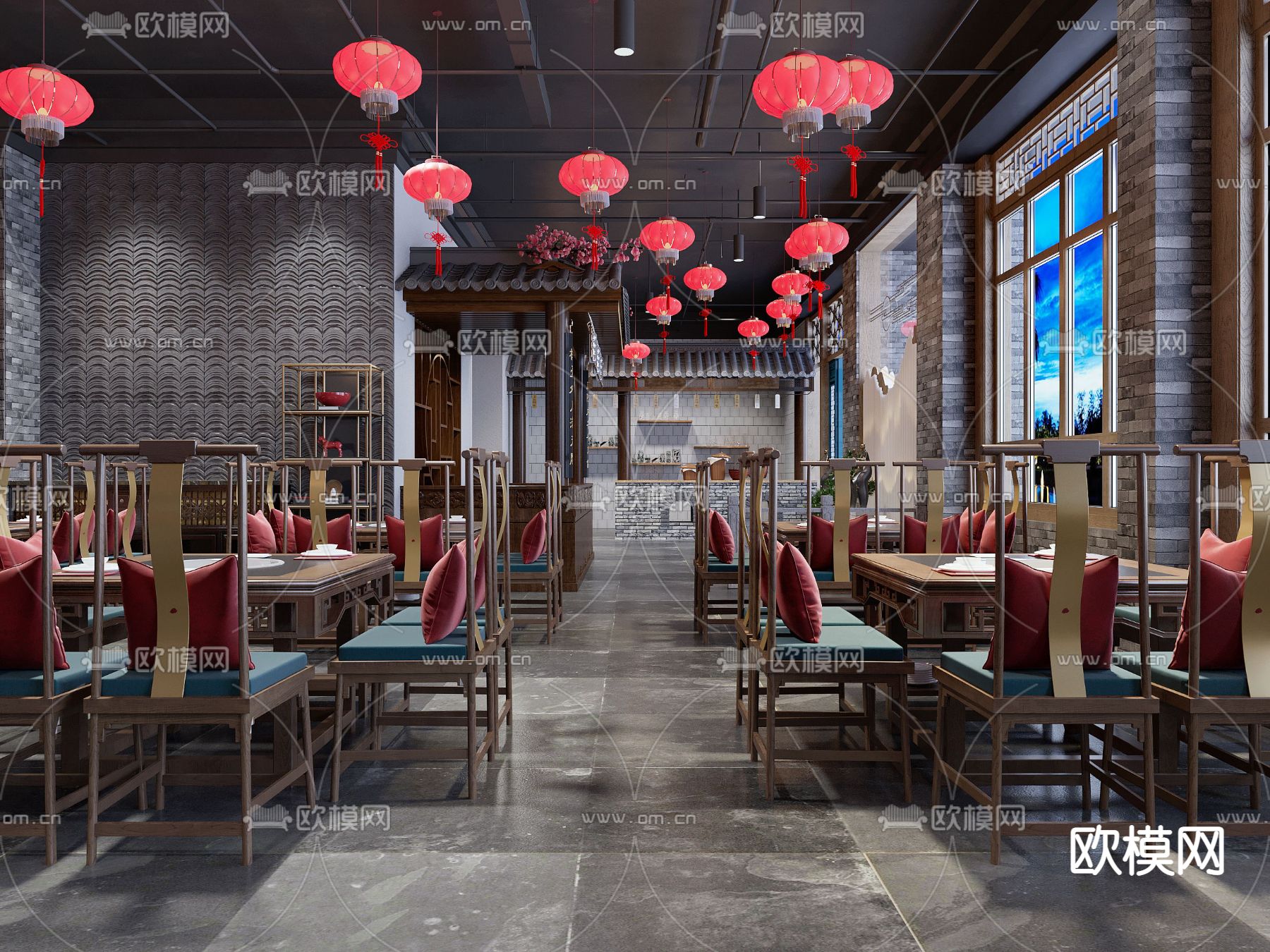 中式火锅店3d模型