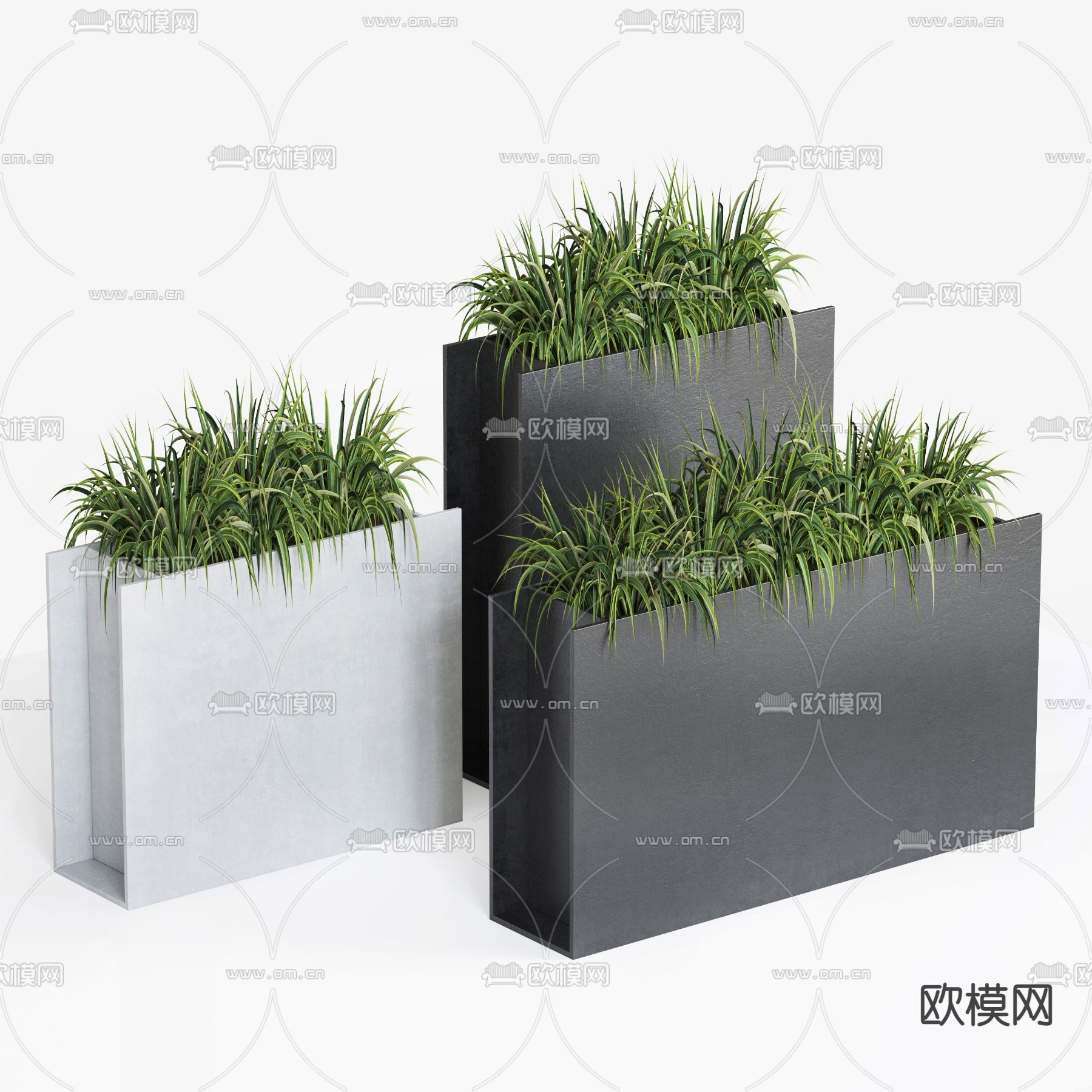 现代绿植盆栽3d模型