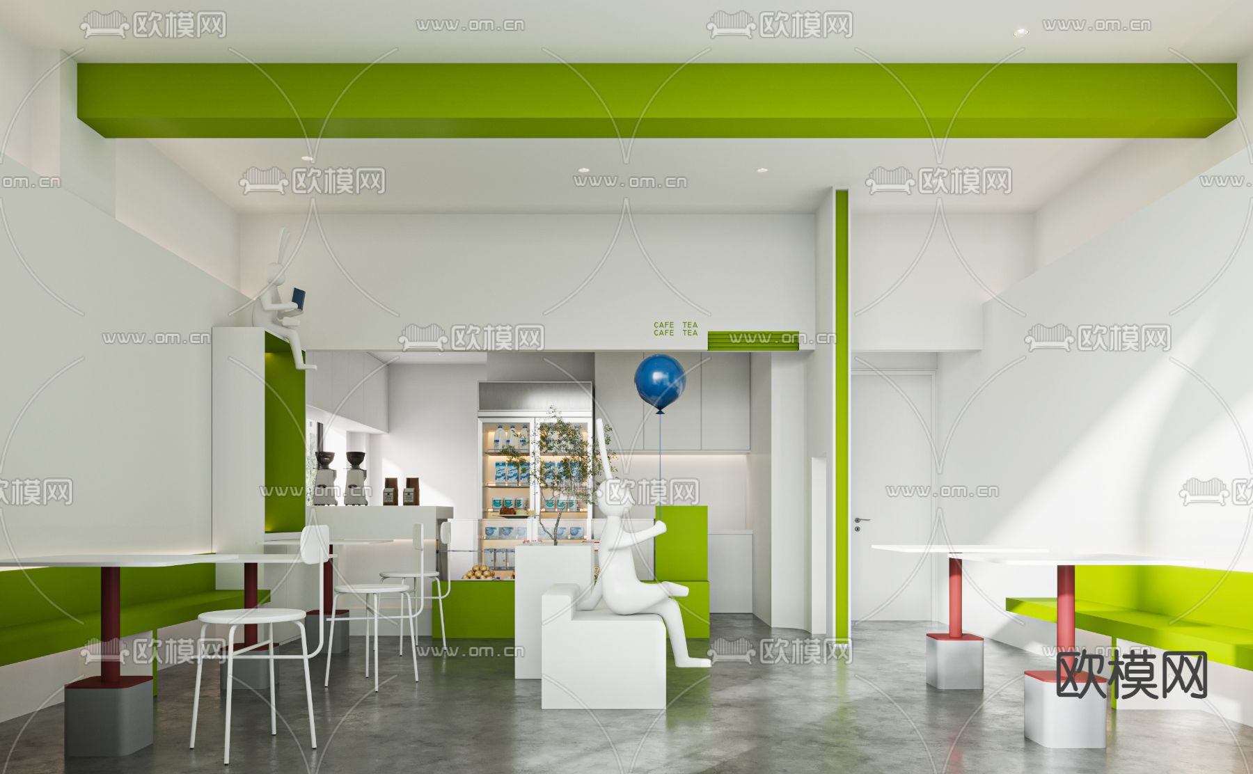 现代奶茶店3d模型下载（渲染图1）