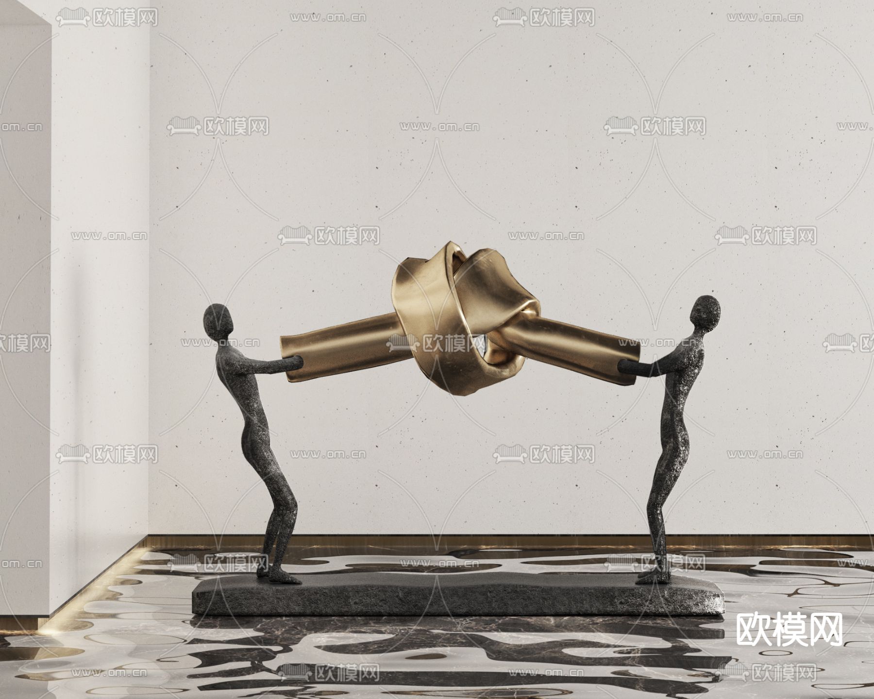 现代抽象金属雕塑3d模型