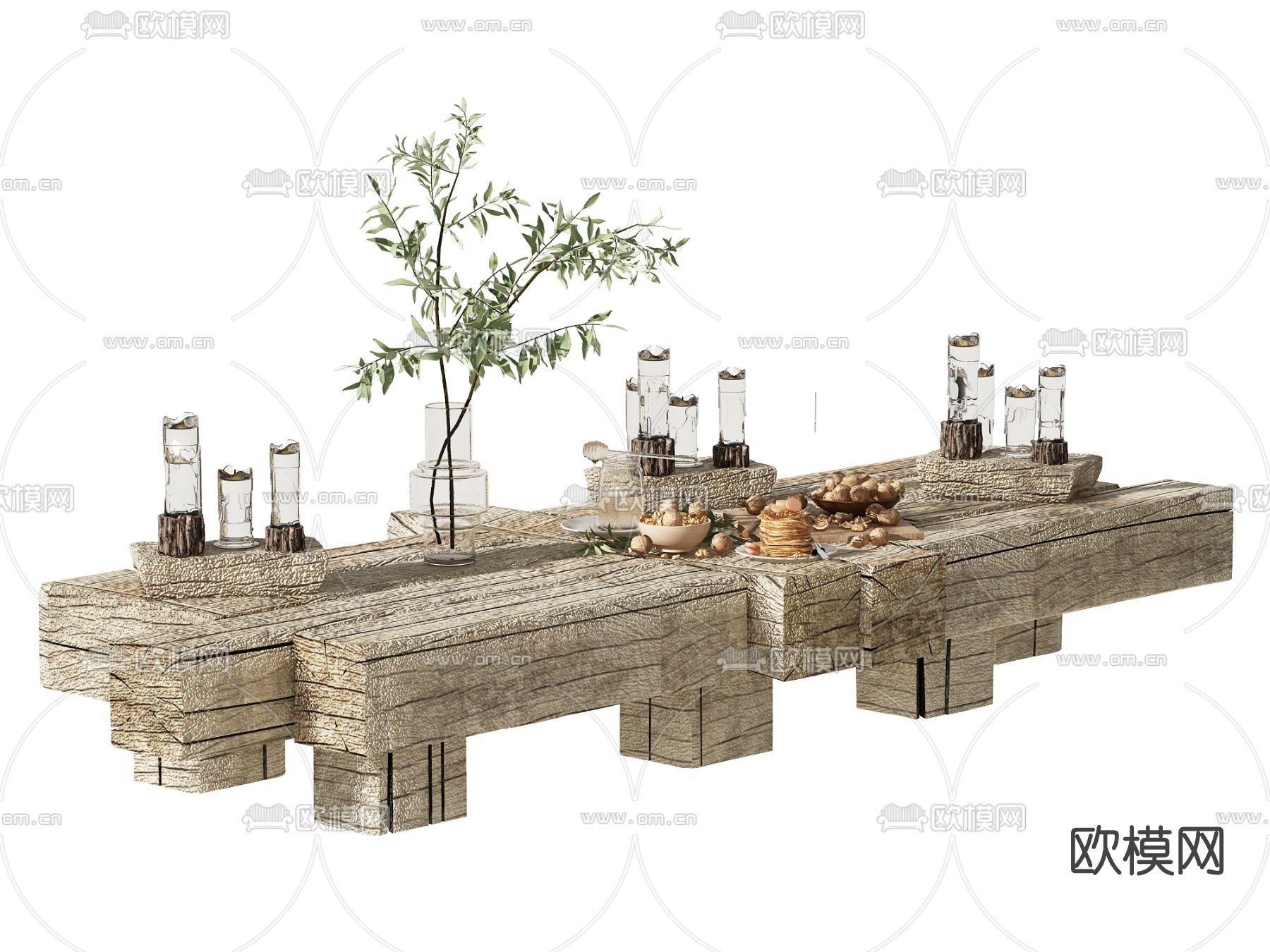 自然风茶几免费3d模型下载
