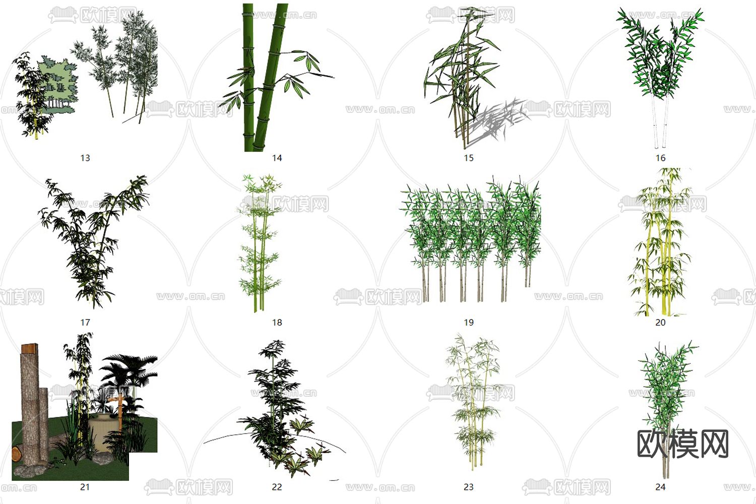现代绿植竹子su模型