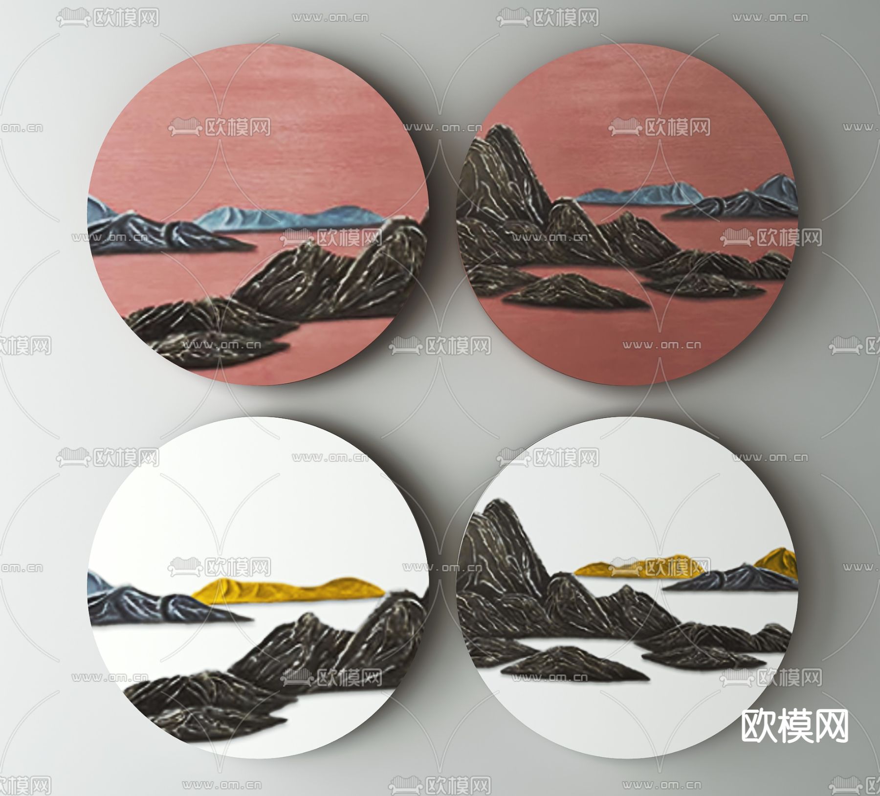 新中式装饰画3d模型