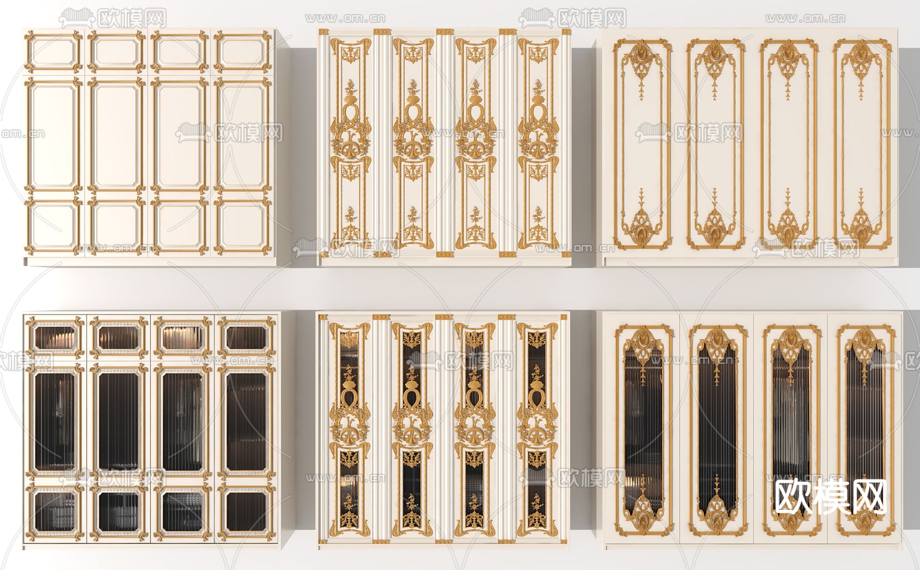 欧式轻奢平开门衣柜3d模型下载