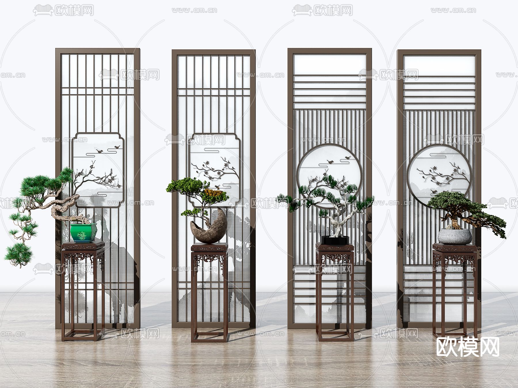 新中式松树盆栽盆景3d模型下载