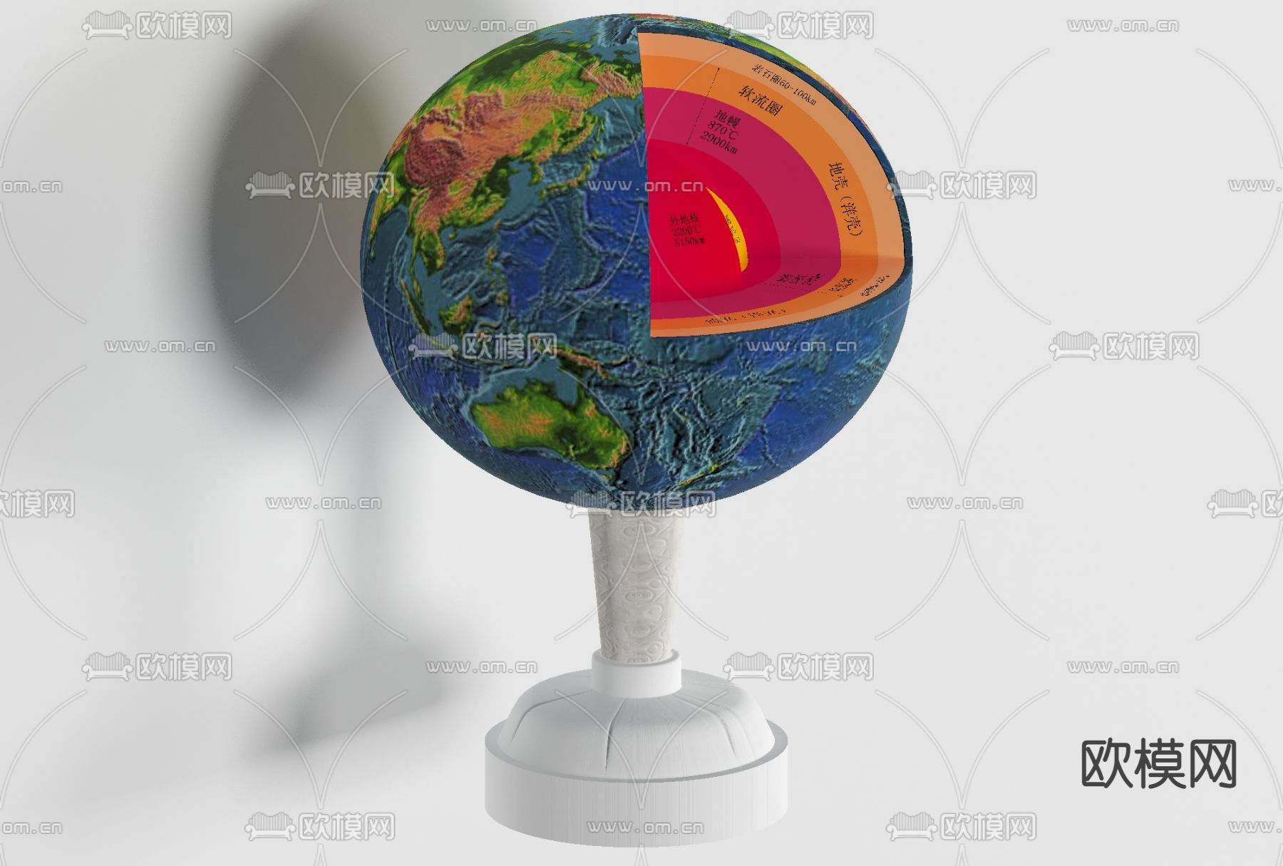 现代结构层地球仪免费3d模型下载