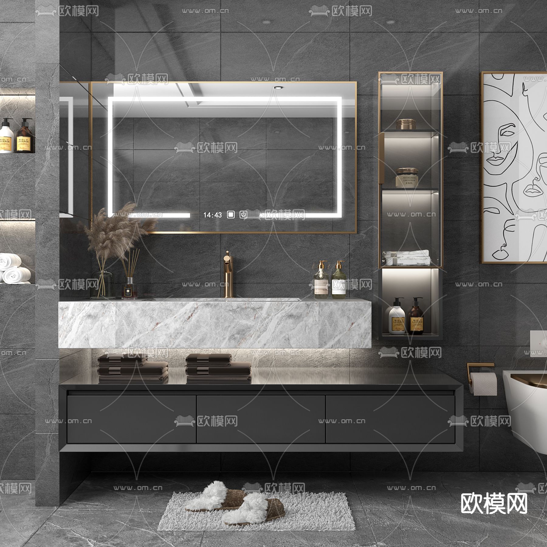 现代浴室柜架3d模型下载