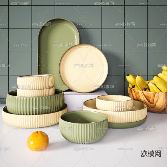 现代陶瓷餐具3d模型下载