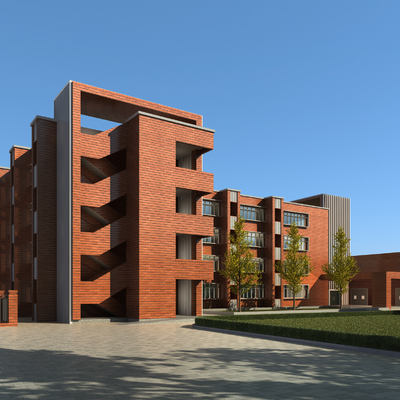 学校教学楼外观3d模型