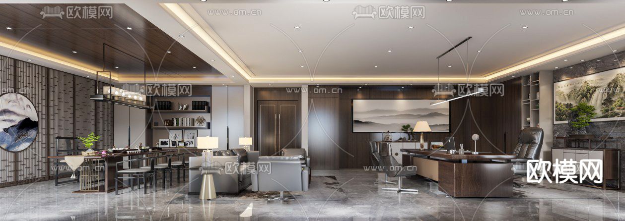 现代总经理办公室免费3d模型
