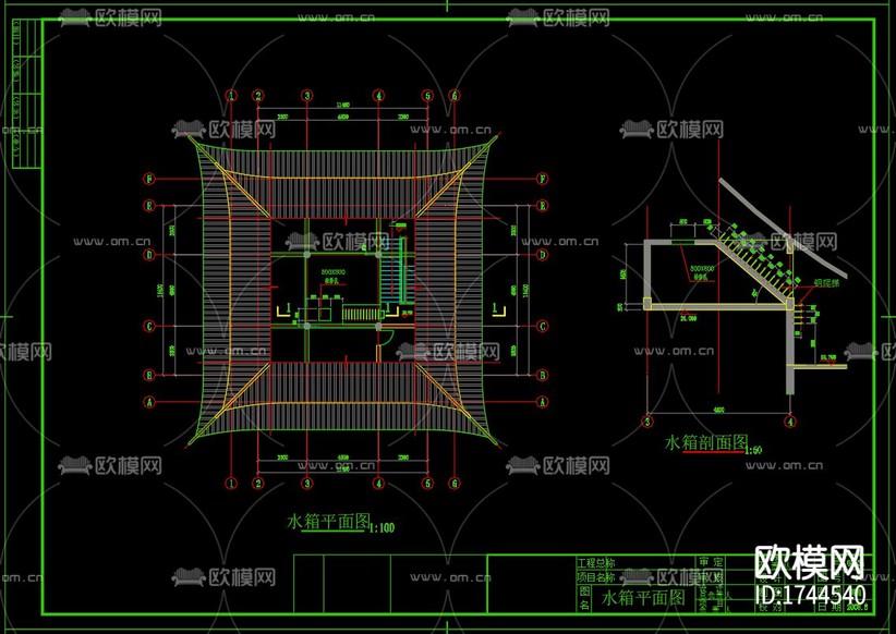 水云閣建筑cad施工圖下載(渲染圖6)