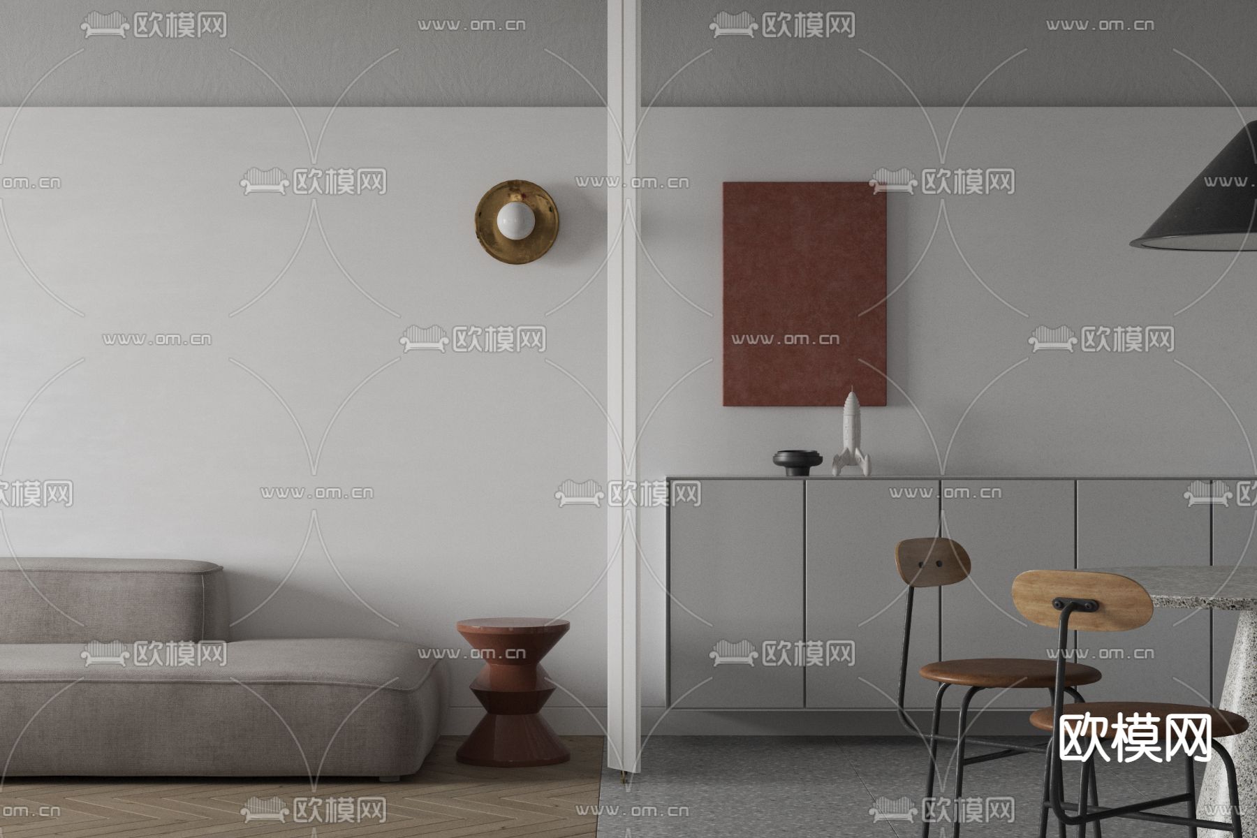 现代高级灰公寓3d模型