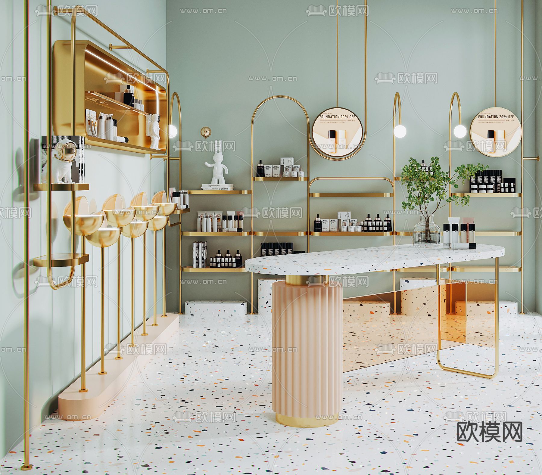 现代化妆品专卖店3d模型下载（渲染图2）
