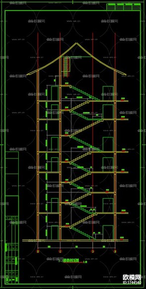 水云閣建筑cad施工圖下載(渲染圖4)