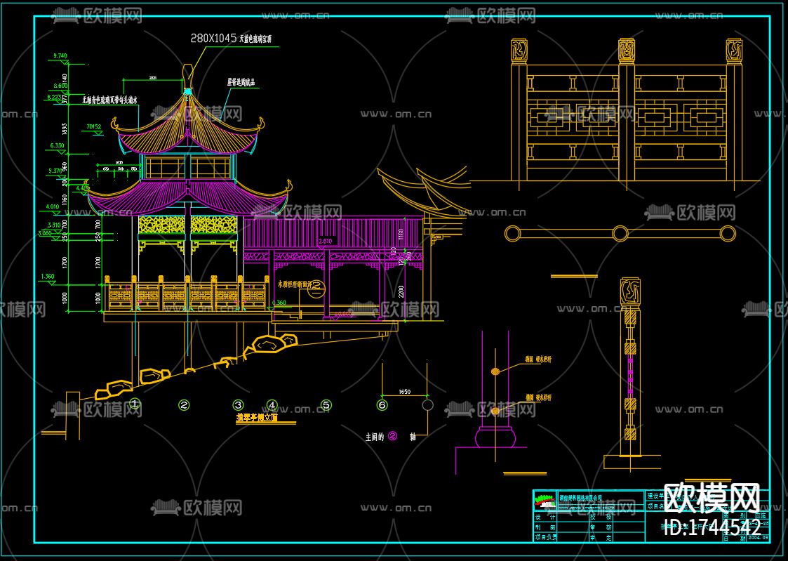 回雁峰回雁阁cad施工图下载（渲染图8）
