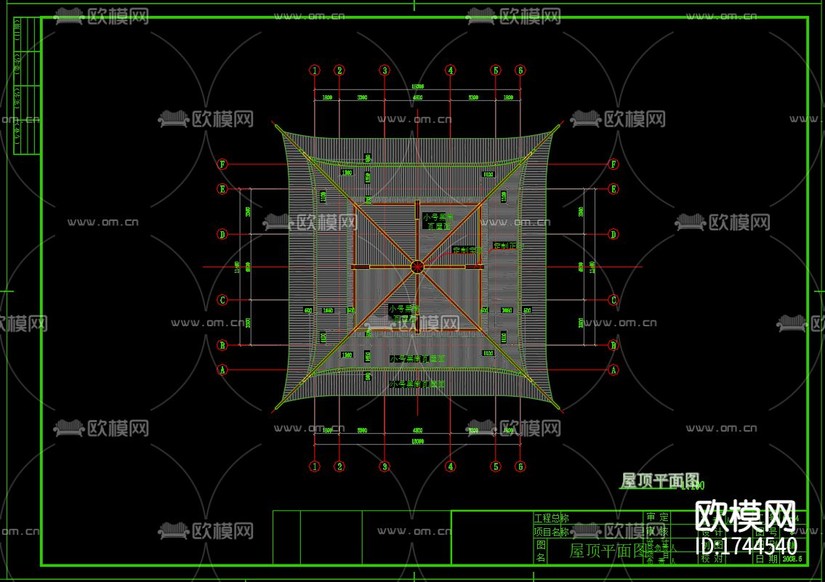 水云閣建筑cad施工圖下載(渲染圖5)