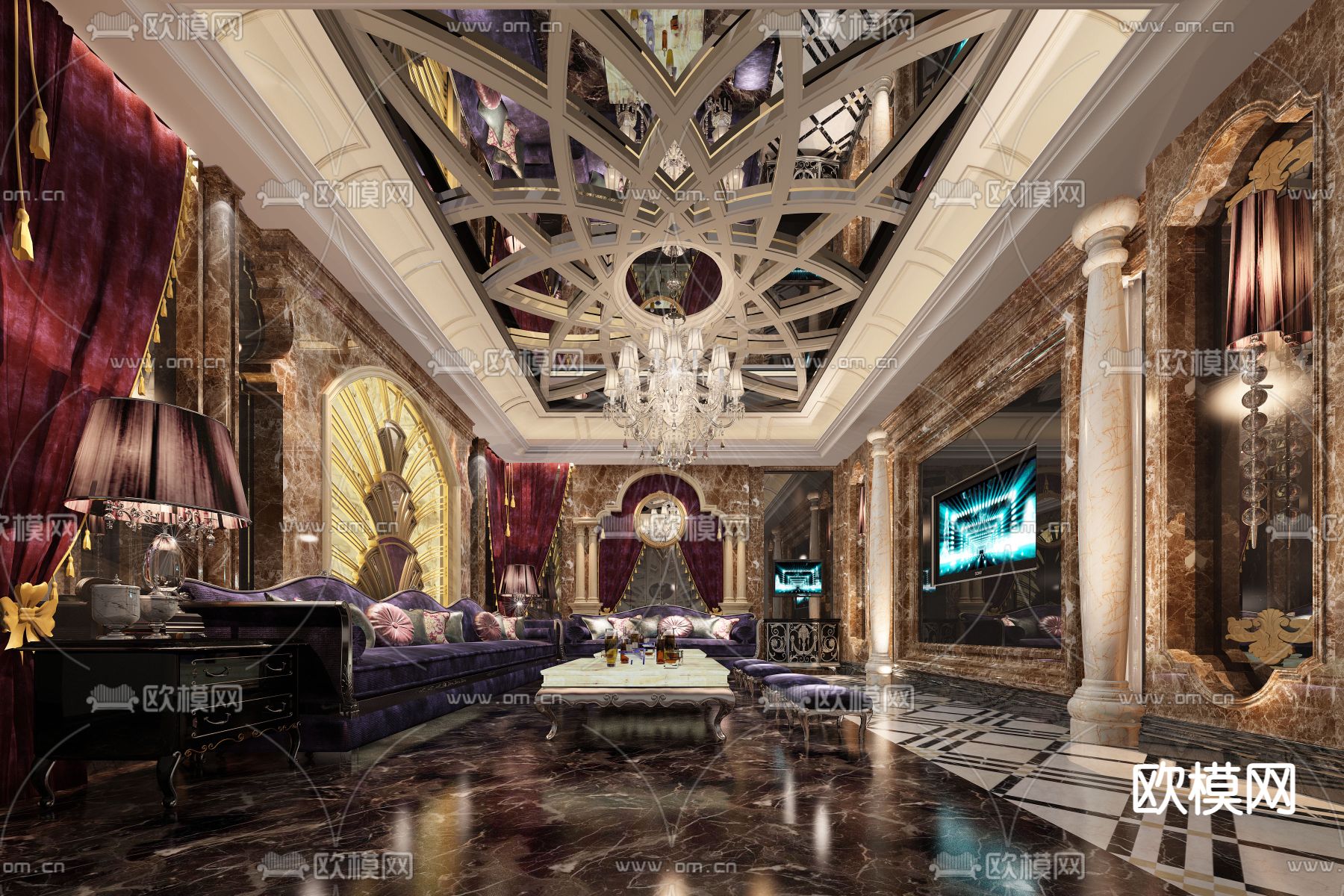 欧式古典KTV夜总会免费3d模型下载