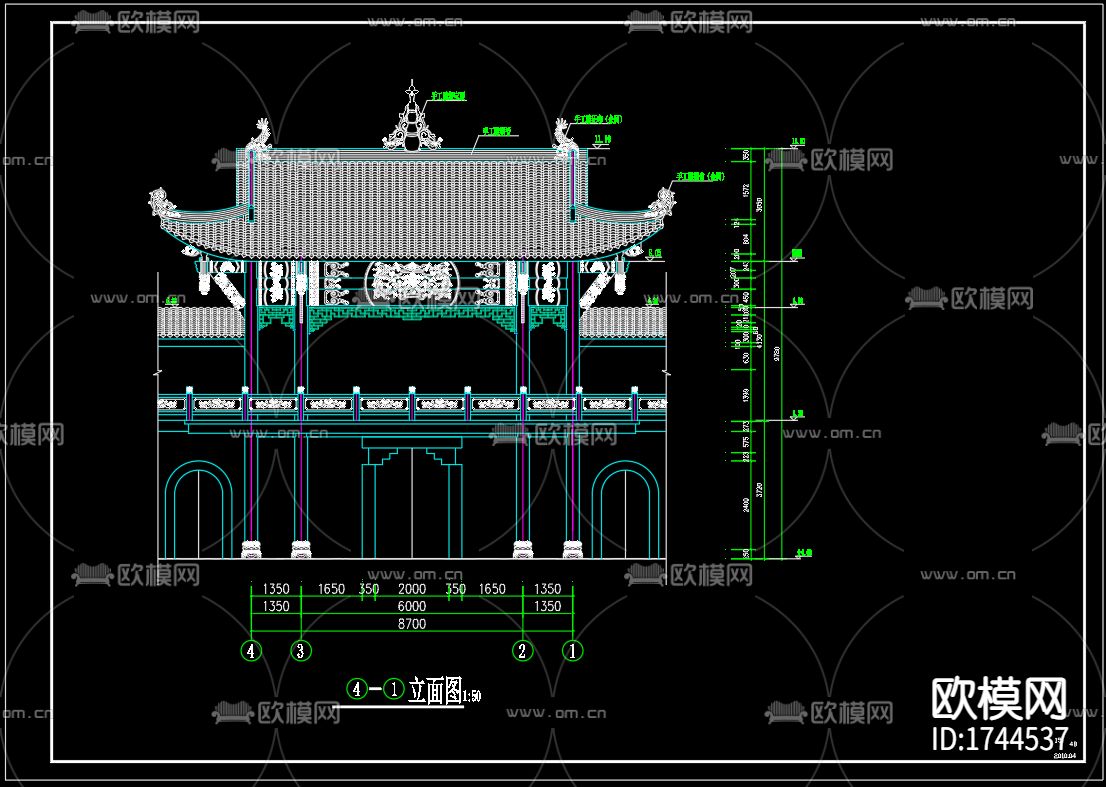 仿古建筑万寿宫cad施工图