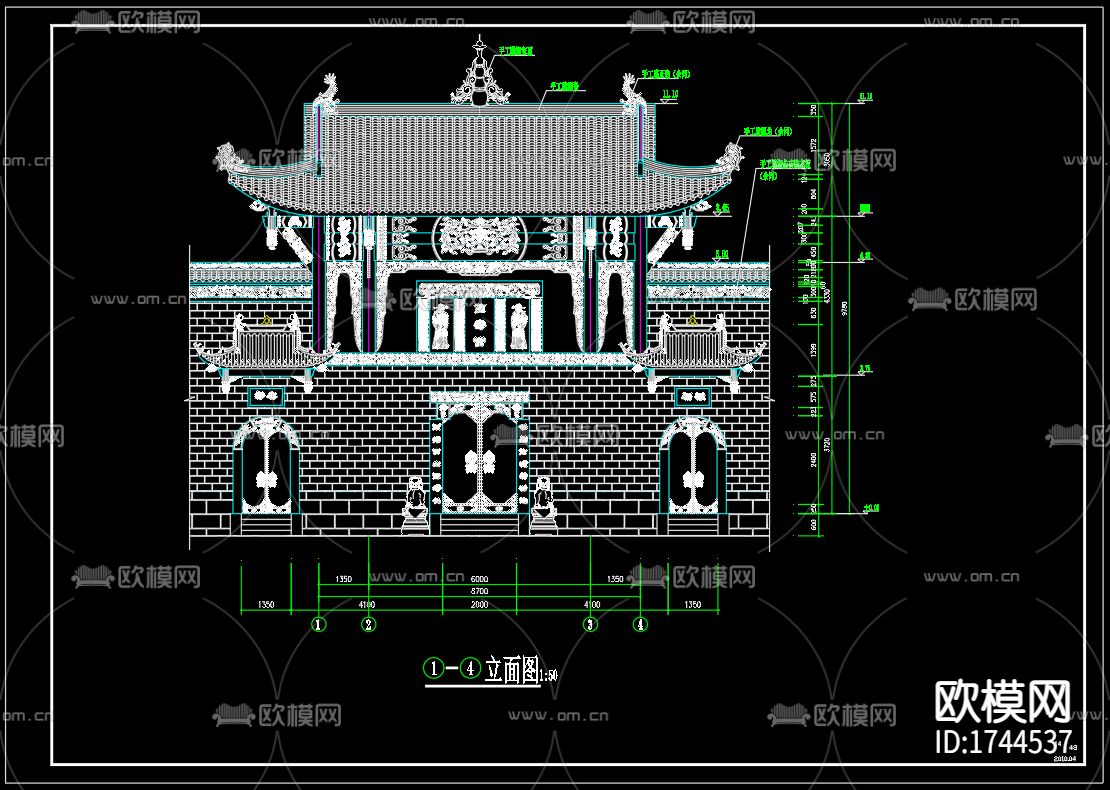 仿古建筑万寿宫cad施工图