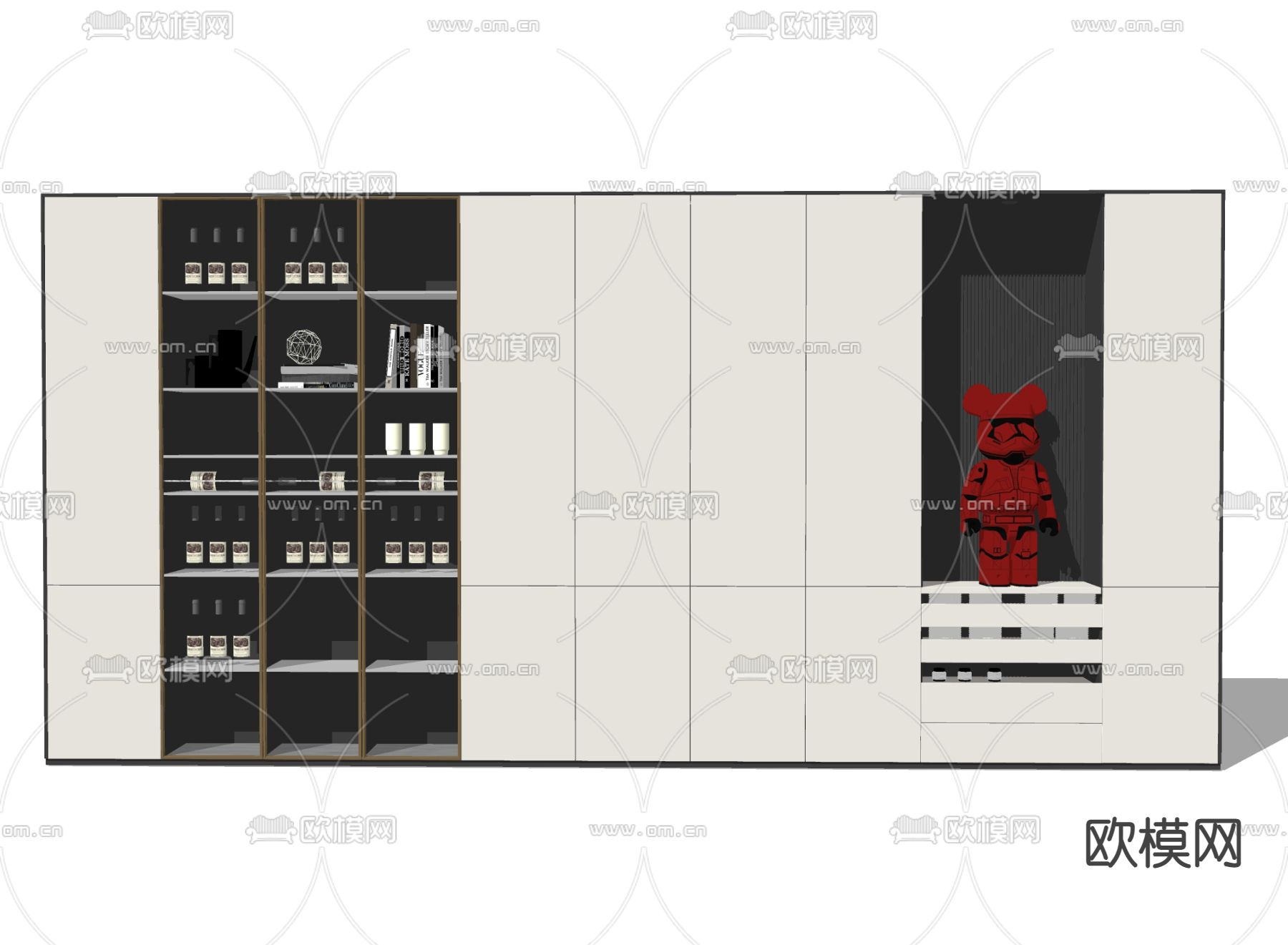 现代轻奢酒柜su模型下载（渲染图2）