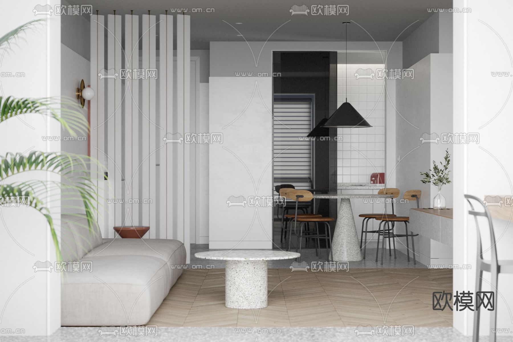 现代高级灰公寓3d模型