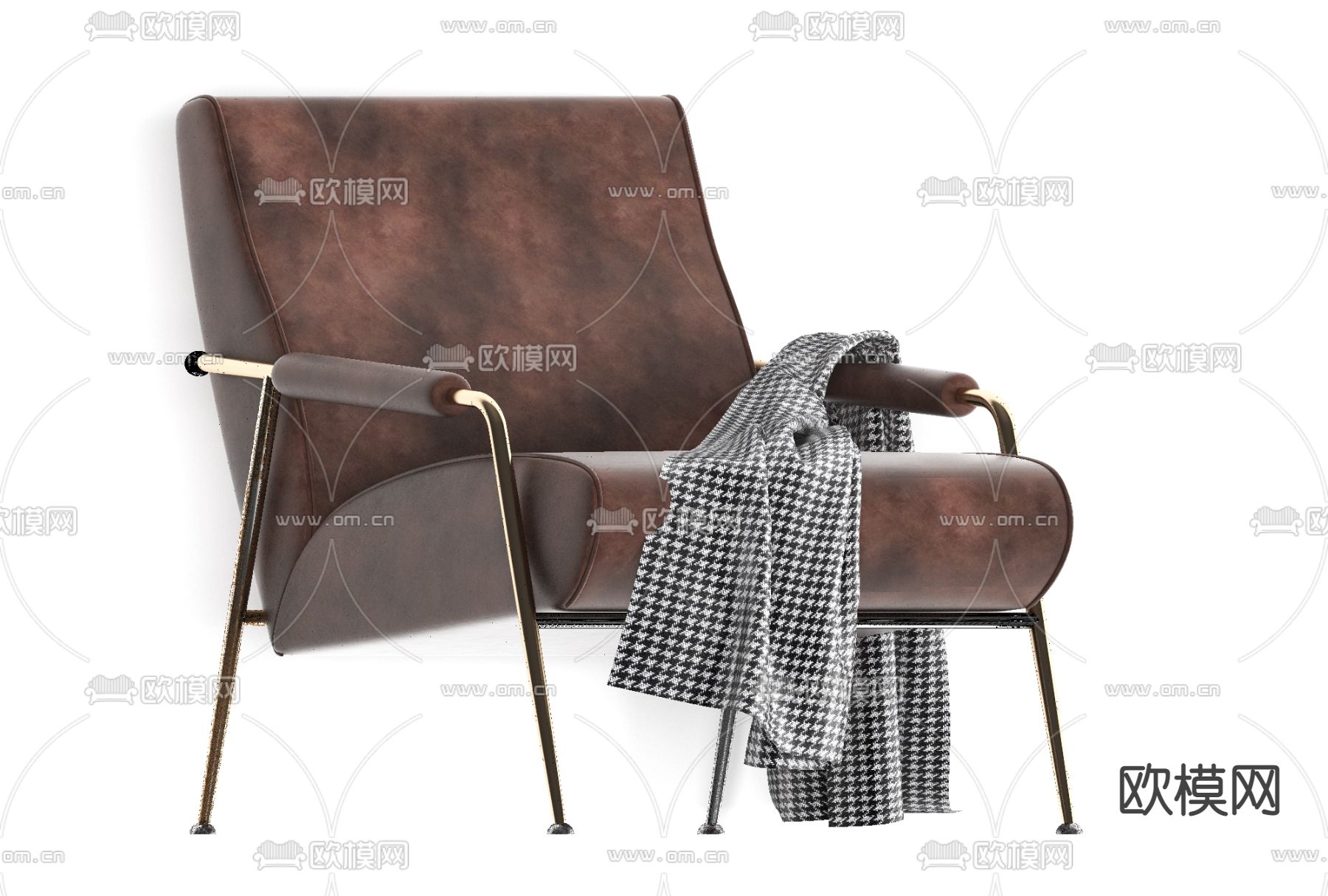 现代皮革休闲椅免费3d模型下载