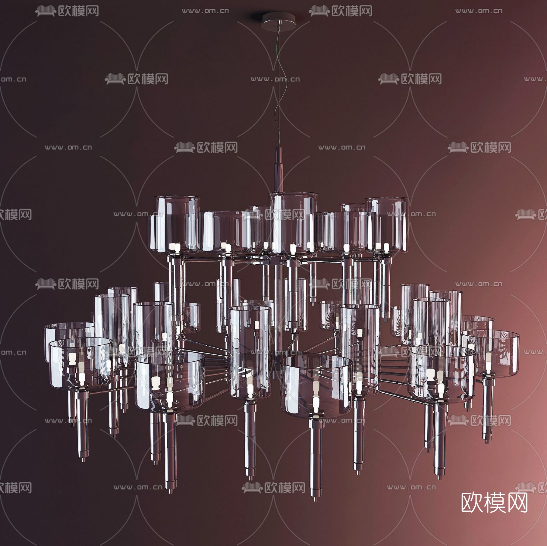 现代水晶烛台吊灯免费3d模型下载