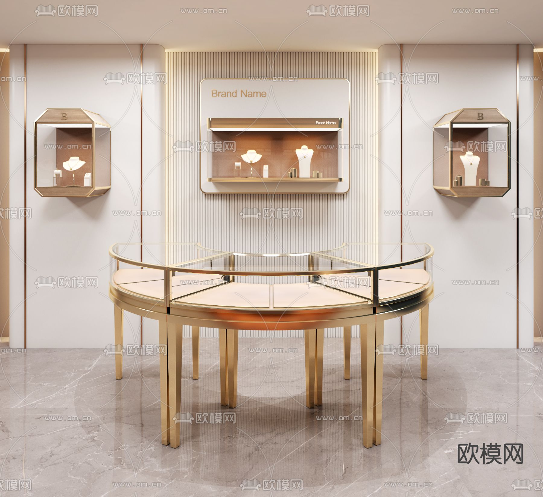 现代轻奢珠宝展示柜3d模型