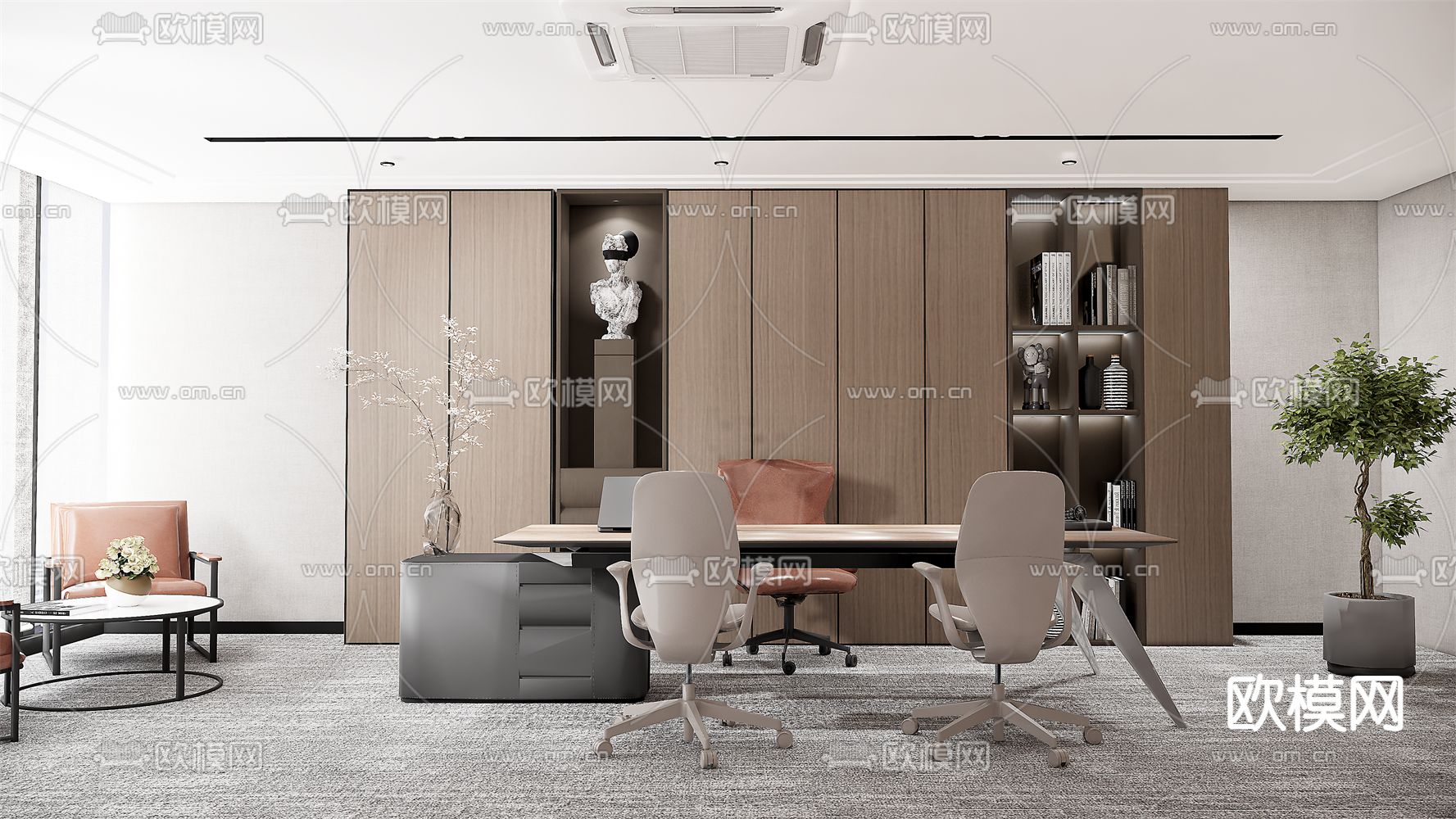 现代办公室su模型下载（渲染图1）
