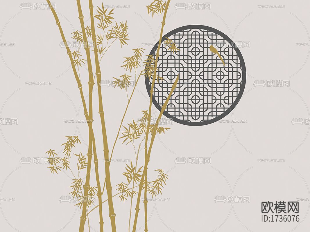 中式竹影壁纸下载（渲染图4）