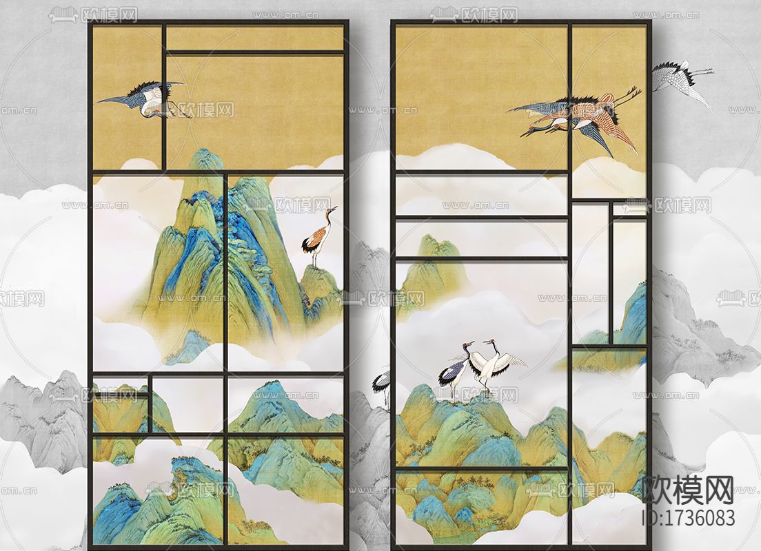 中式千里江山壁纸