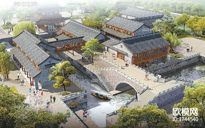 水云閣建筑cad施工圖下載(渲染圖10)