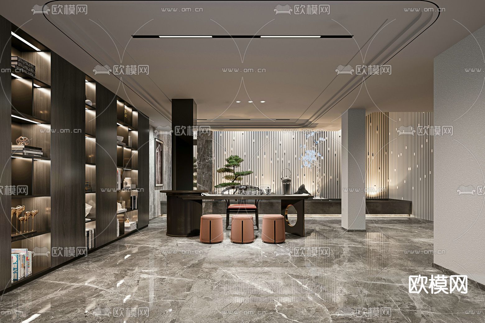 现代书房免费3d模型下载