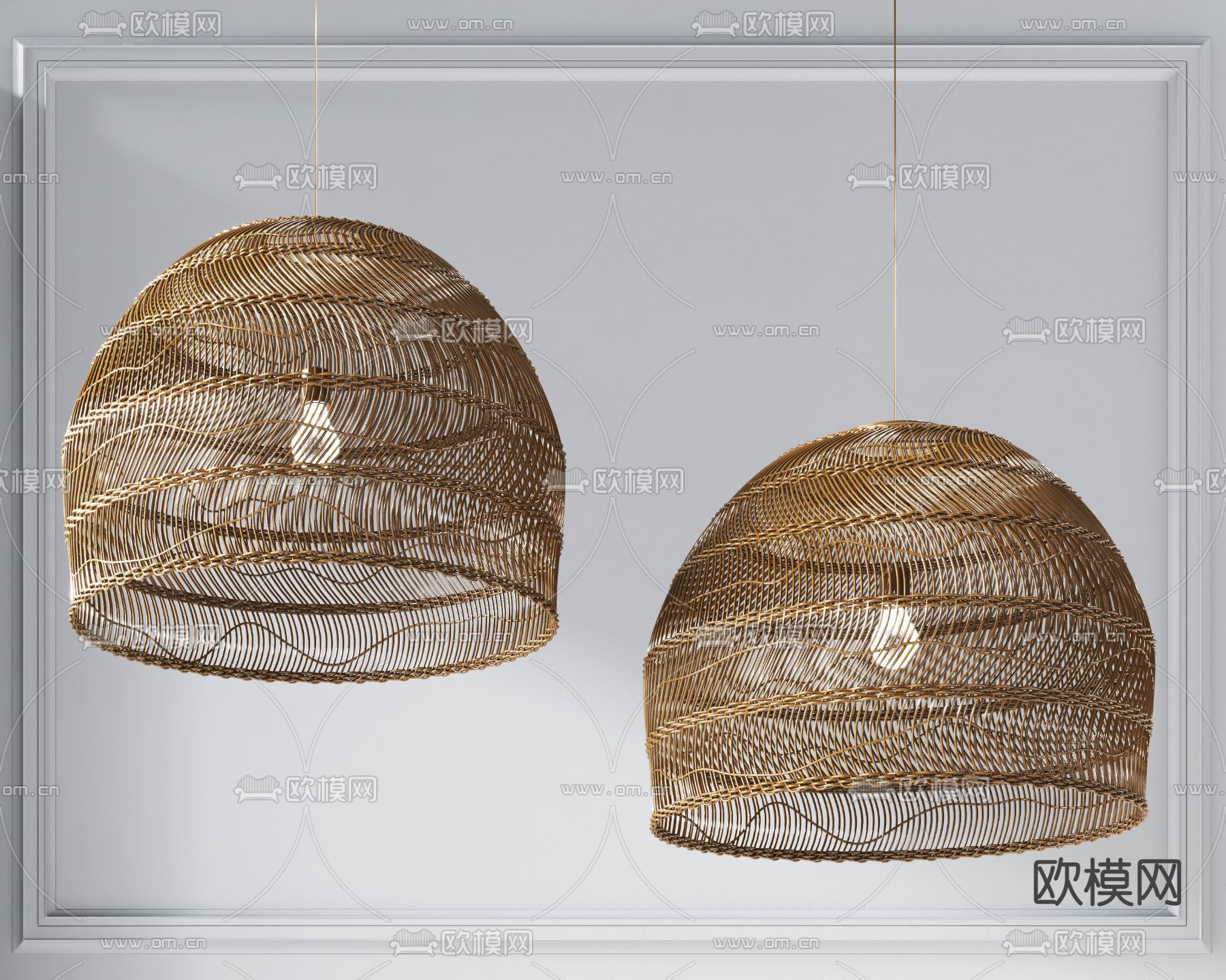 北欧藤编吊灯3d模型
