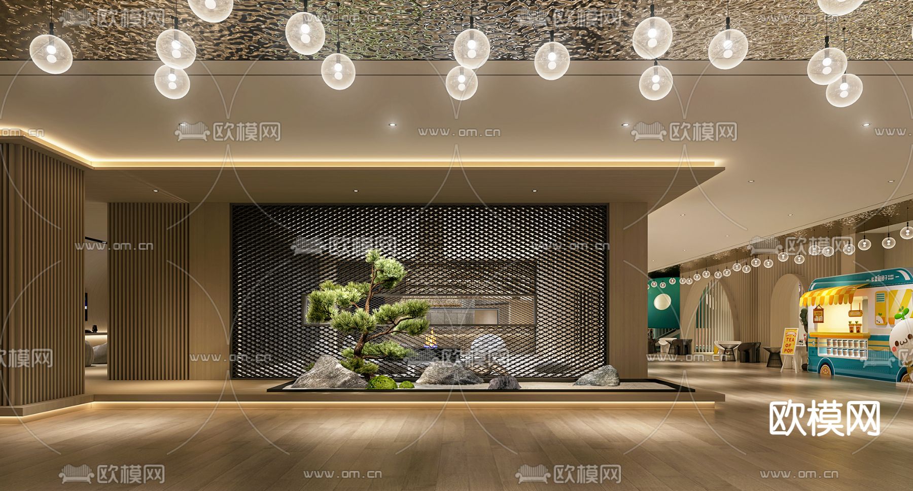现代洗浴中心休息区3d模型