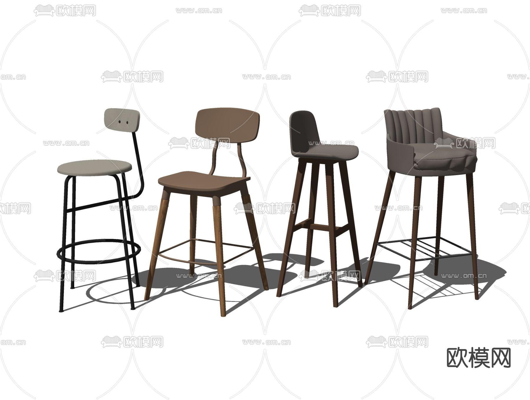现代高脚凳su模型下载（渲染图2）