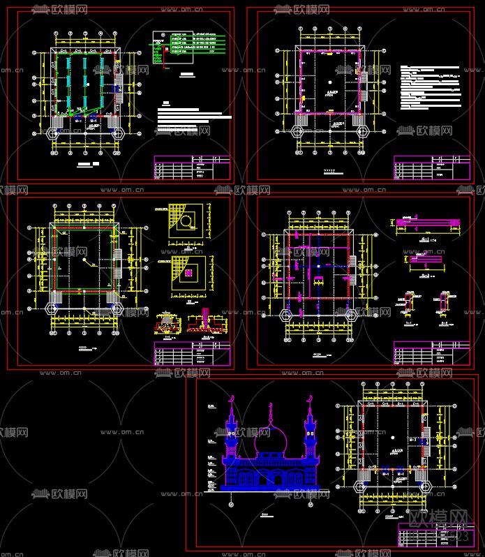 米泉市清真寺cad施工图下载（渲染图1）