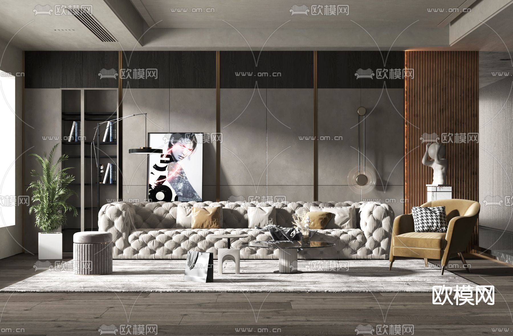 现代布艺组合沙发3d模型