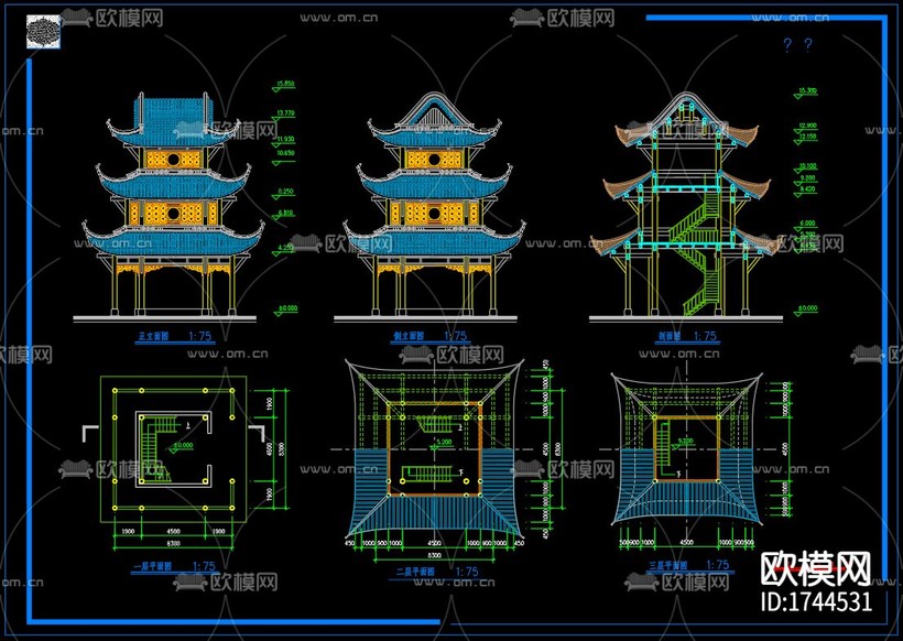 寶輪寺cad施工圖下載(渲染圖2)
