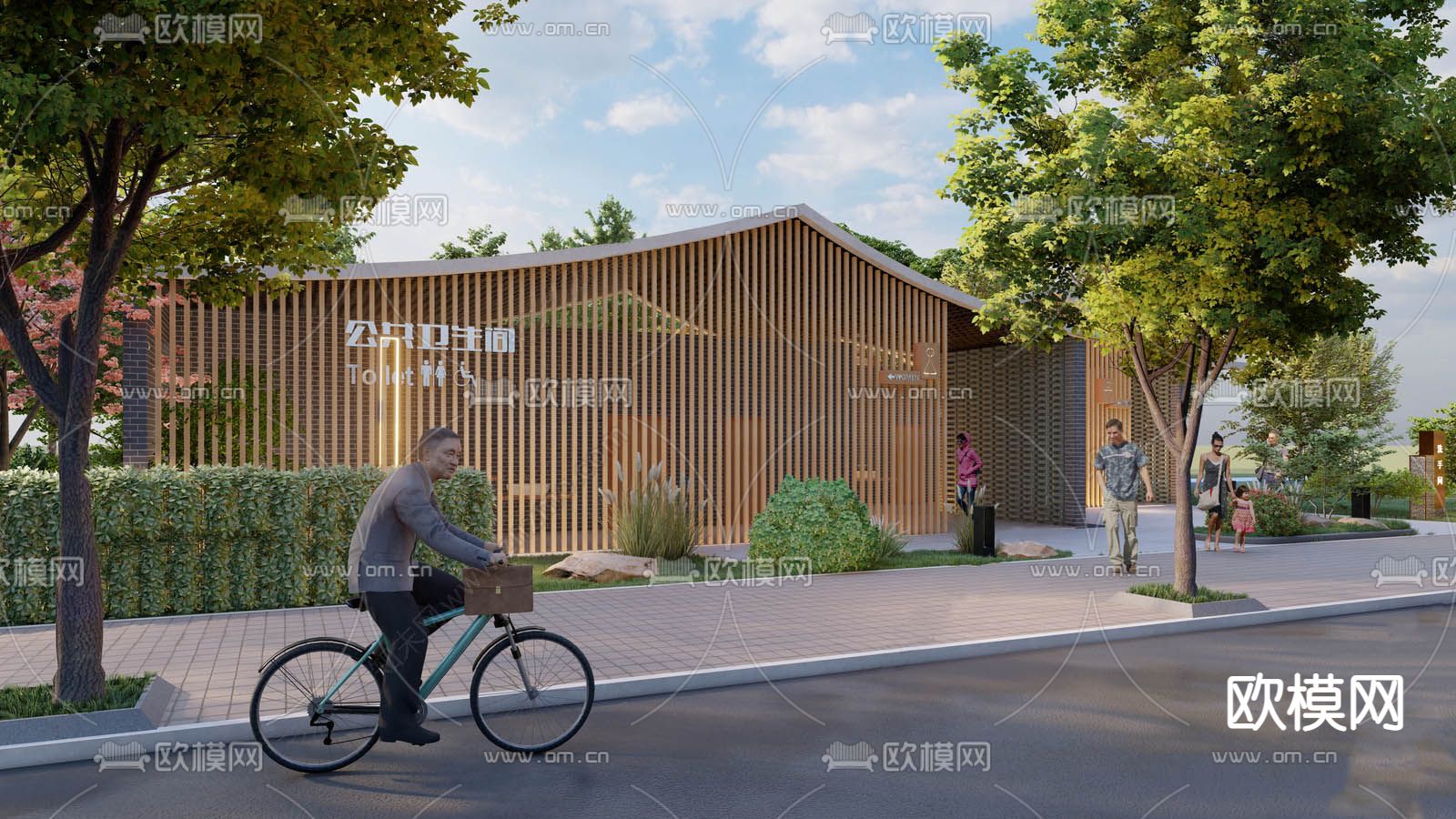 公园生态卫生间厕所su模型下载（渲染图2）