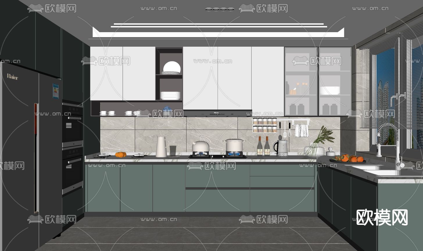 现代厨房su模型