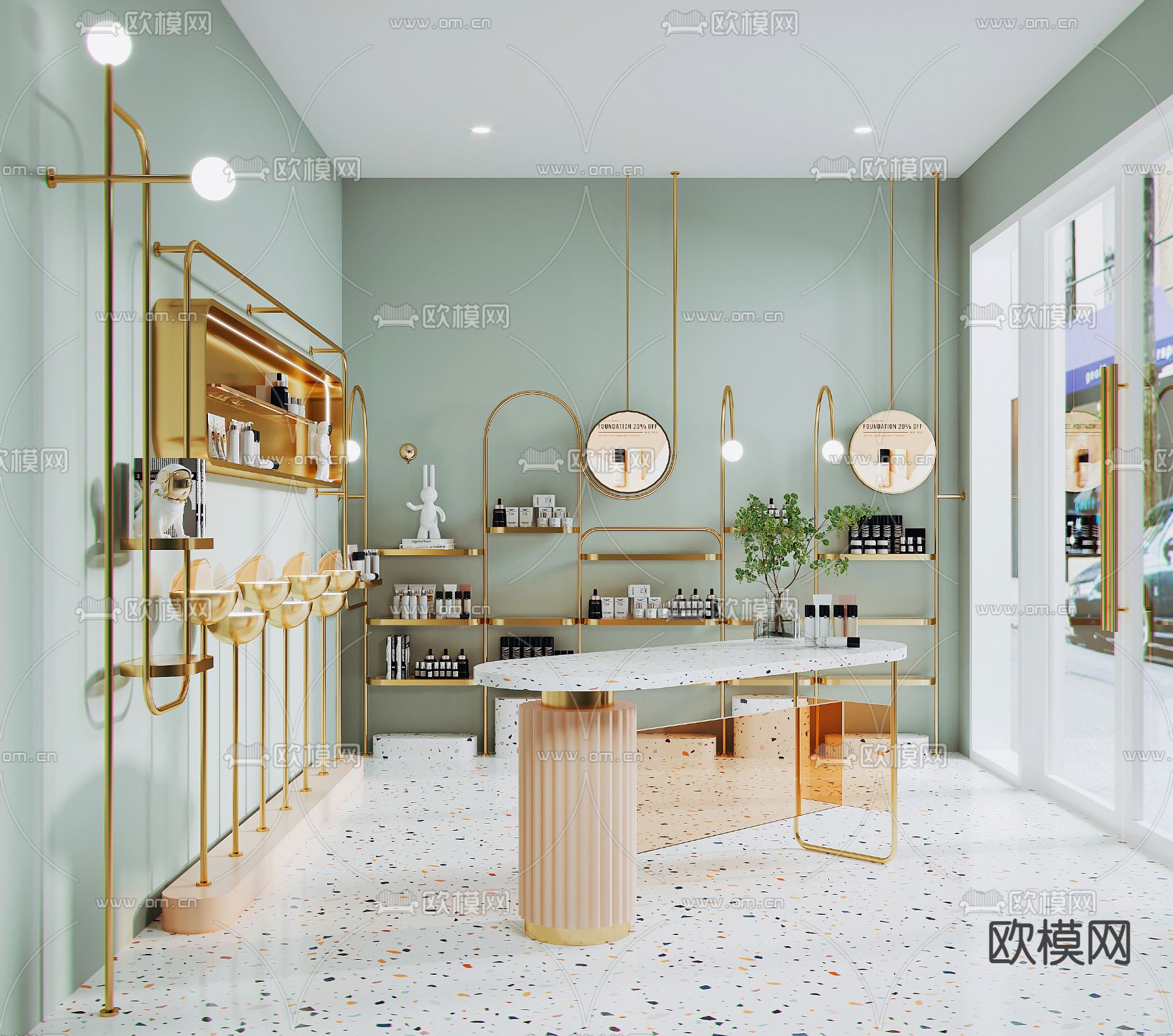 现代化妆品专卖店3d模型下载（渲染图1）