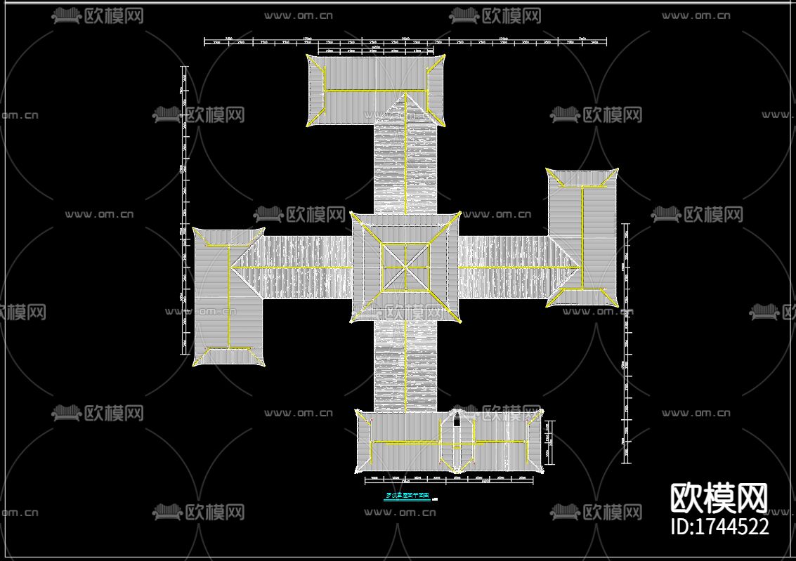 罗汉堂建筑cad施工图下载（渲染图8）