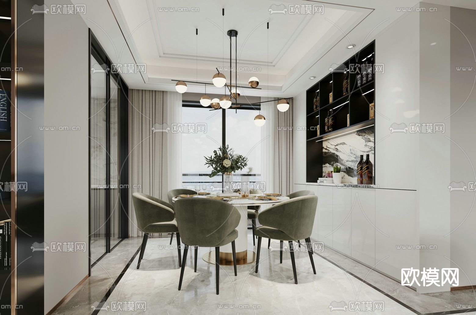 现代餐厅免费3d模型下载