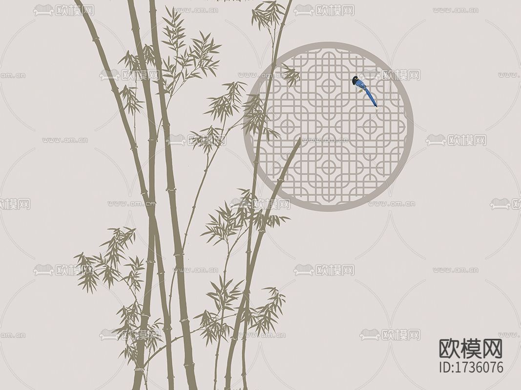 中式竹影壁纸下载（渲染图2）