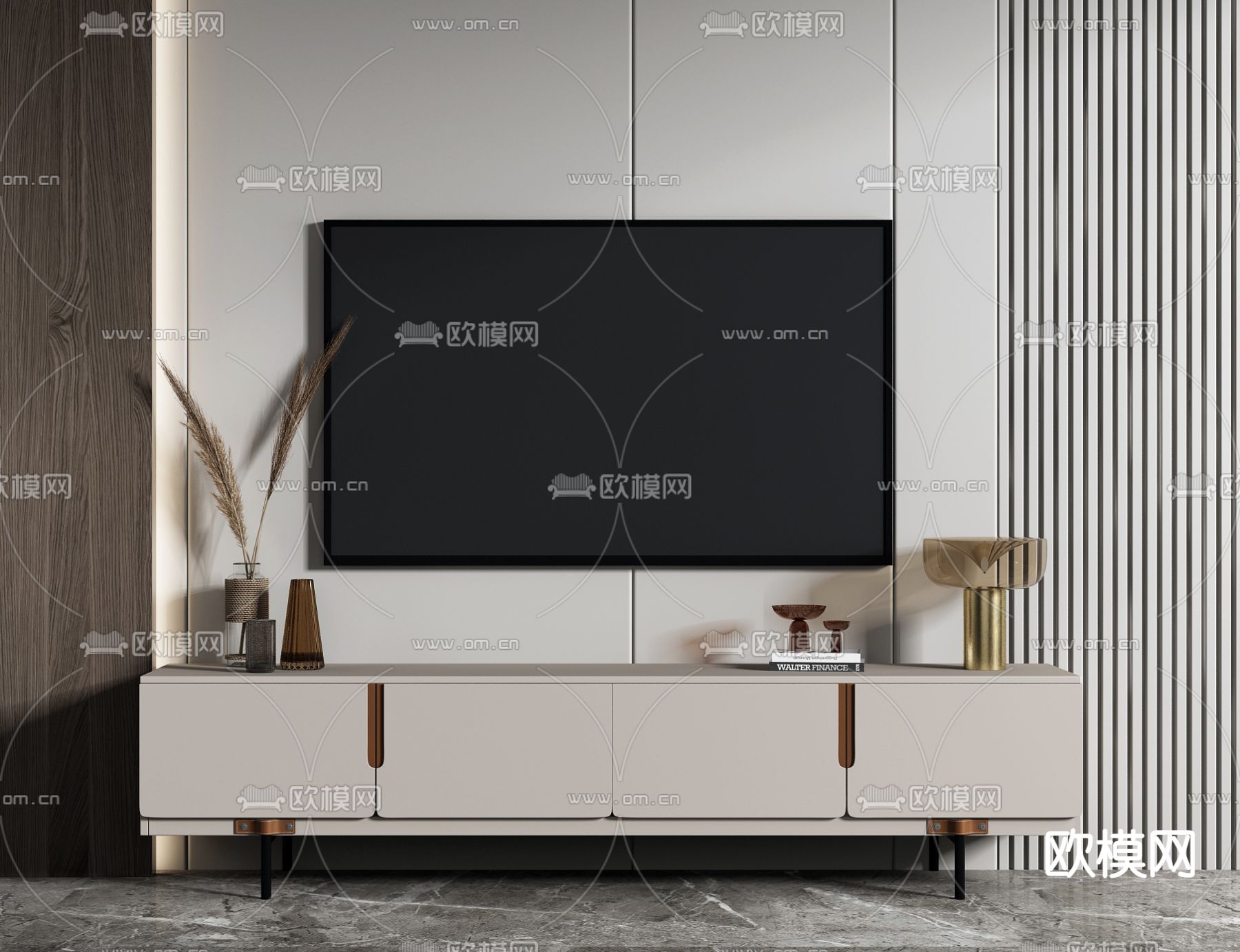 现代轻奢电视柜3d模型下载