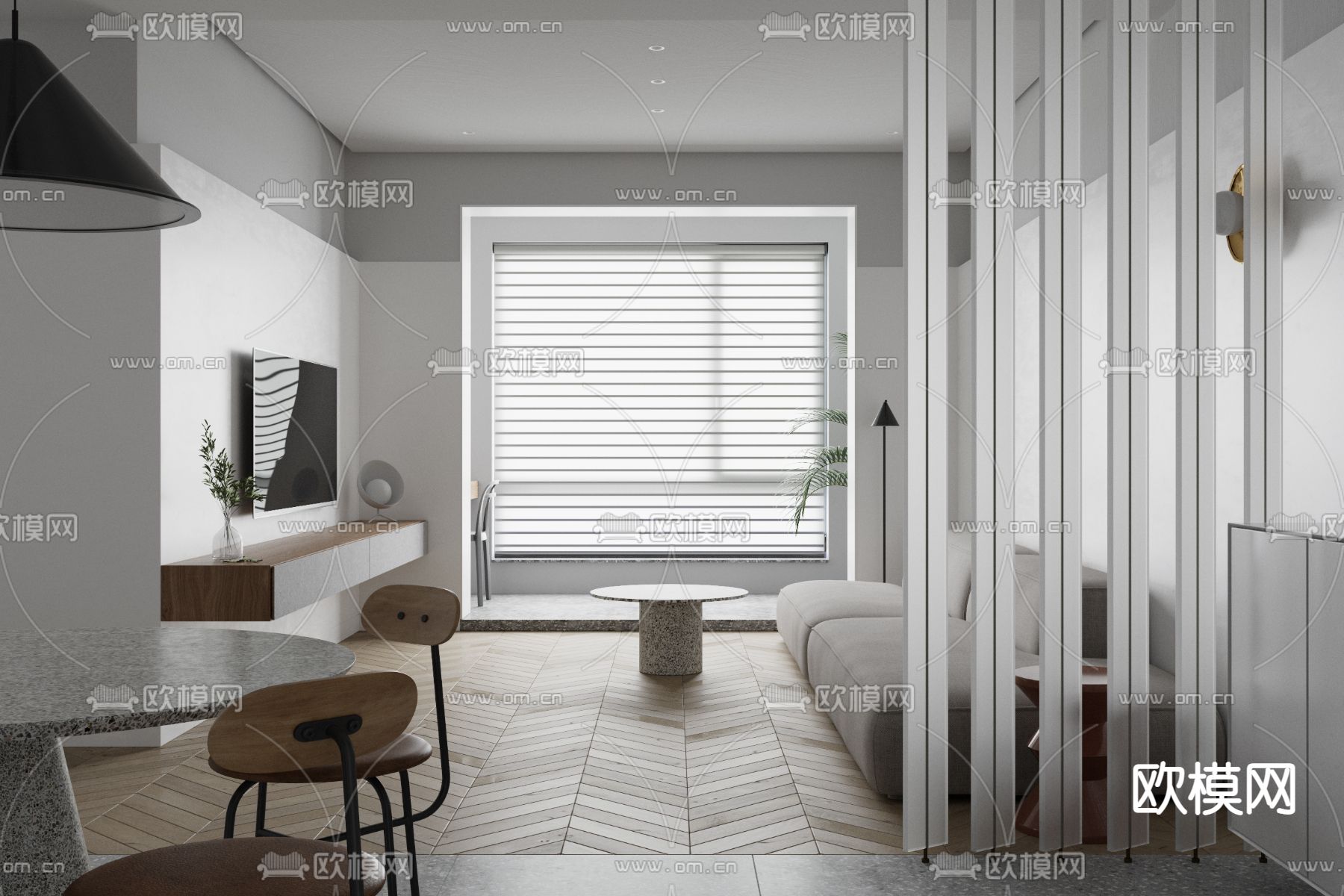 现代高级灰公寓3d模型